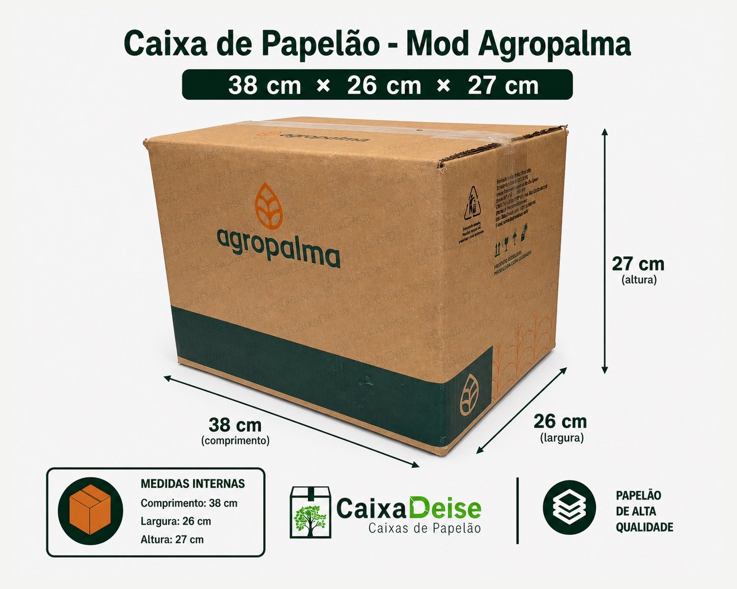 Caixa de papelão seminova 38 x 26 x 27 cm