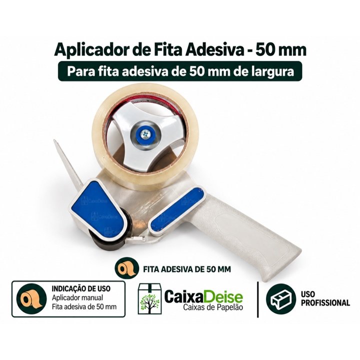 Aplicador manual de fita adesiva 50 mm para fechamento de caixas de papelão