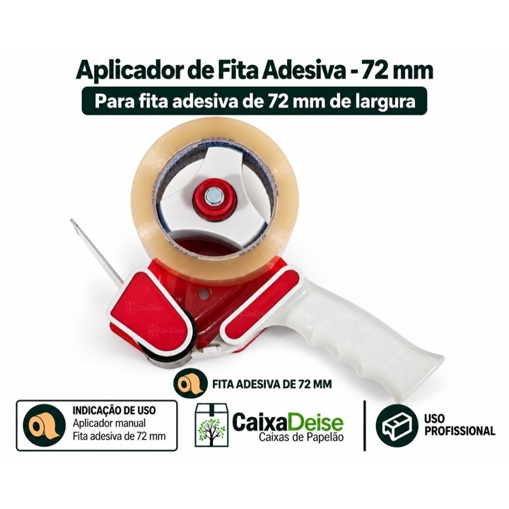 Aplicador manual de fita adesiva 72 mm para fechamento de caixas de papelão