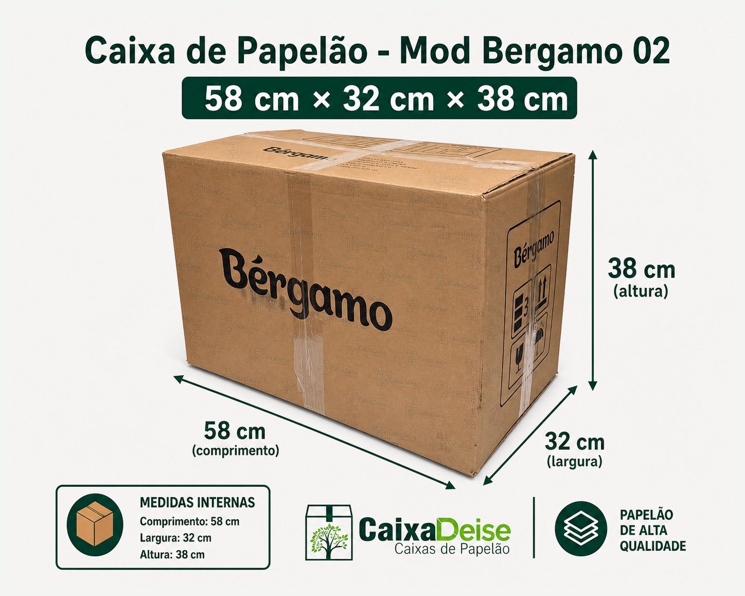Caixa de papelão seminova 58 x 32 x 38 cm