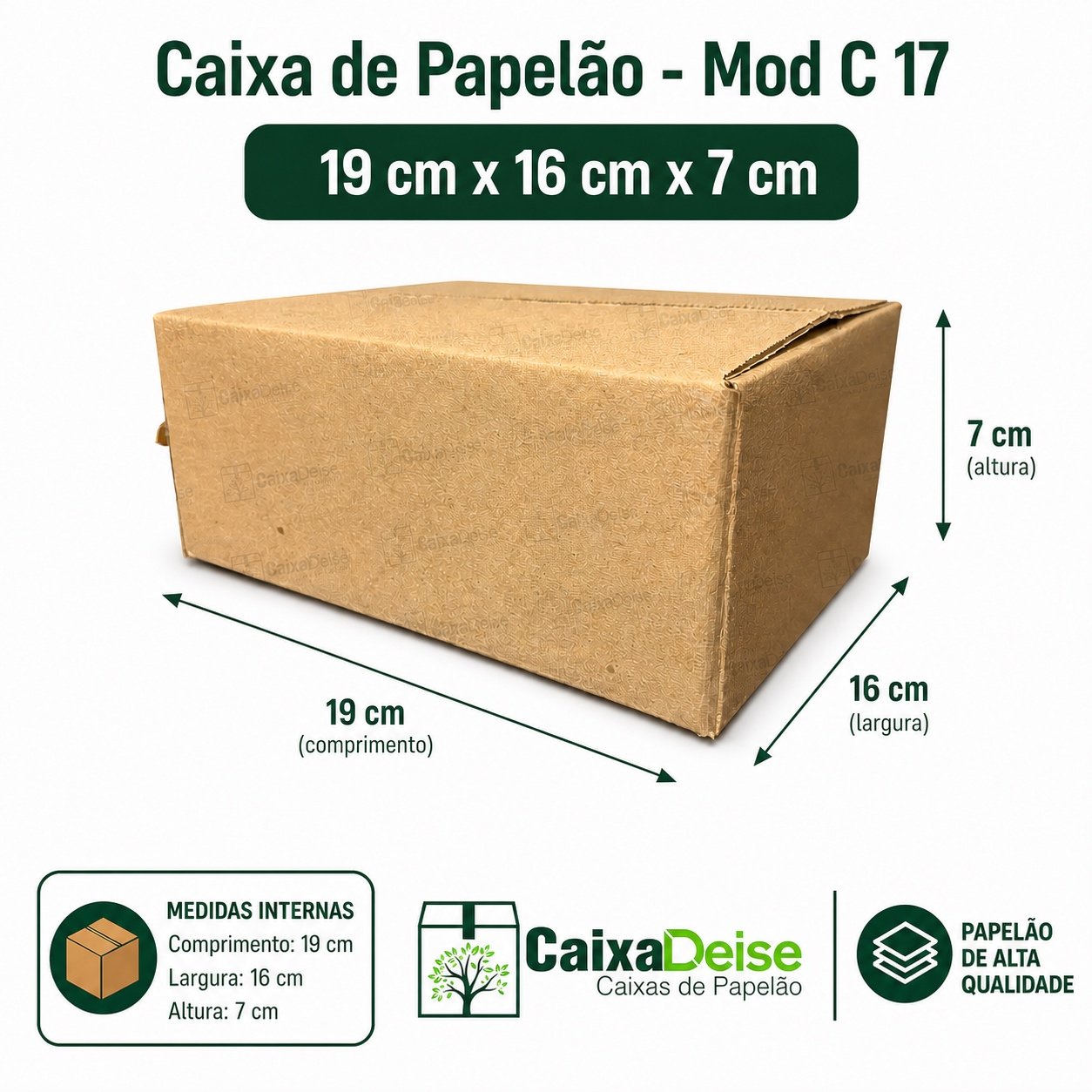 Caixa de papelão C 17 19 x 16 x 7 cm
