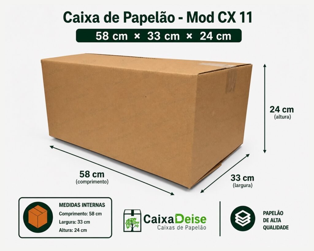 Caixa de papelão seminova 58 x 33 x 24 cm