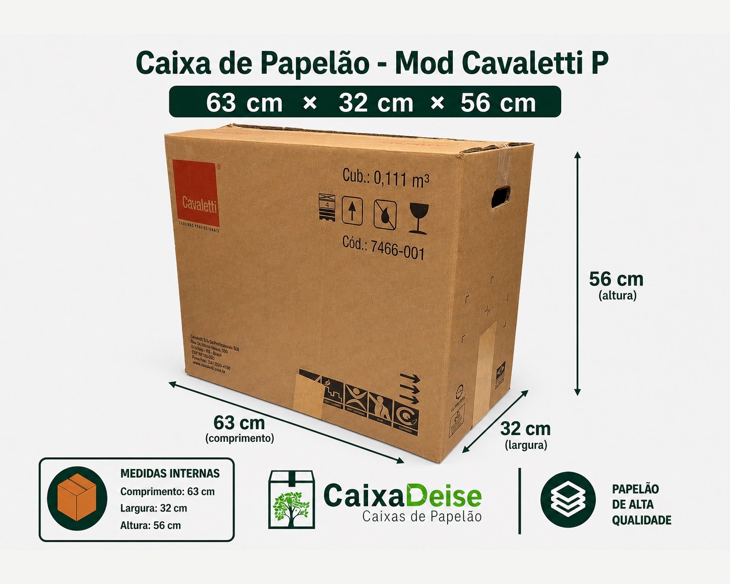 Caixa de papelão seminova 63 x 32 x 56 cm