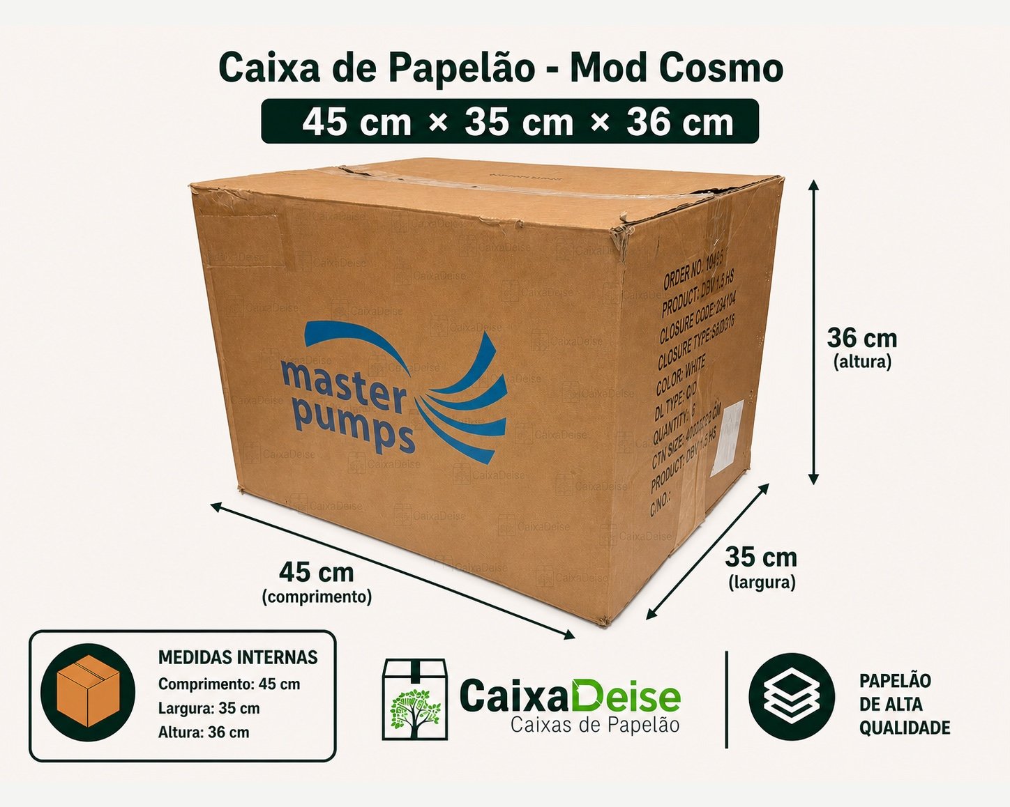 Caixa de papelão seminova 45 x 35 x 36 cm