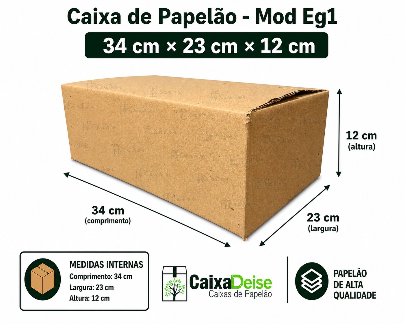Caixa de papelão 34 x 23 x 12 cm