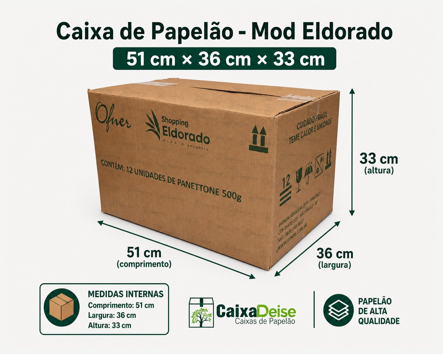 Caixa de papelão seminova 51 x 36 x 33 cm