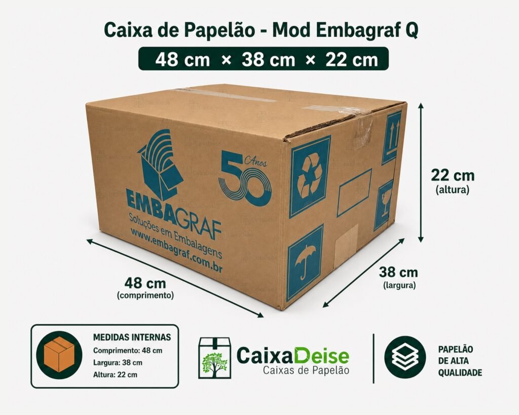 Caixa de papelão seminova 48 x 38 x 22 cm