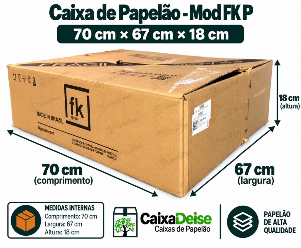 Caixa de papelão seminova 70 x 67 x 18 cm