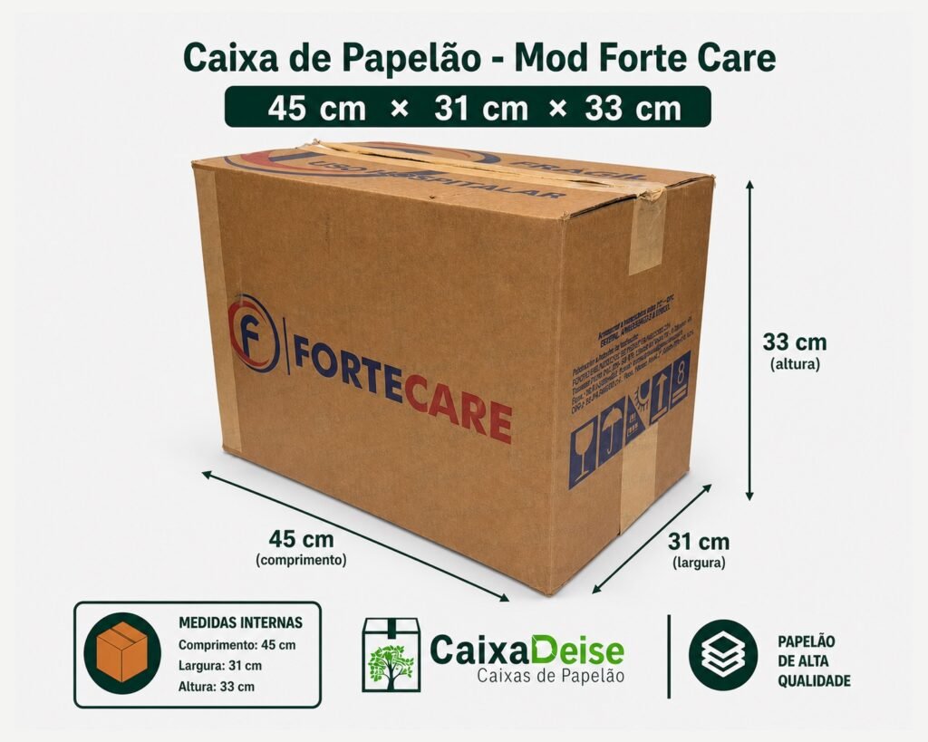 Caixa de papelão seminova 45 x 31 x 33 cm