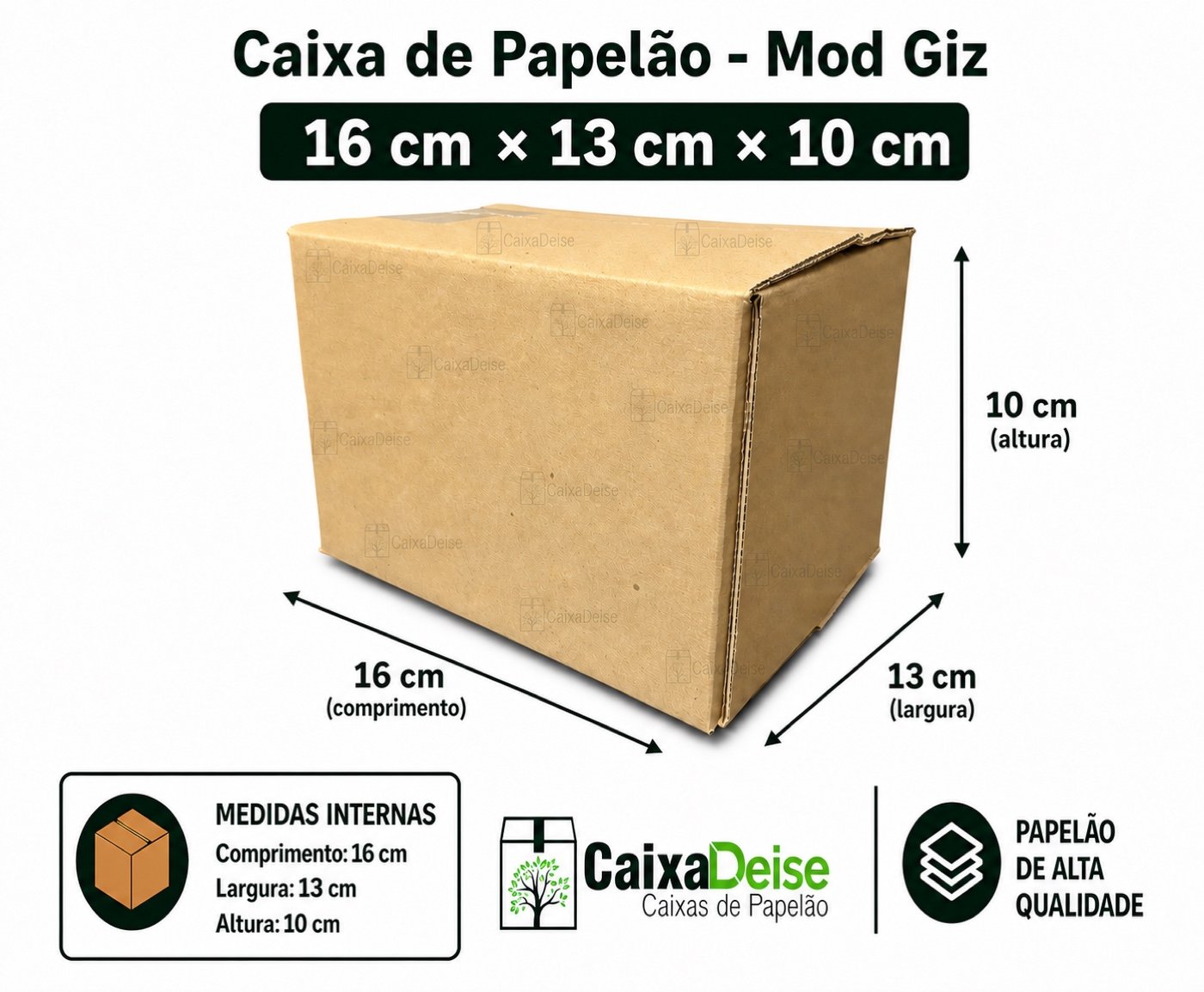 Caixa de papelão 16 x 13 x 10 cm modelo maleta