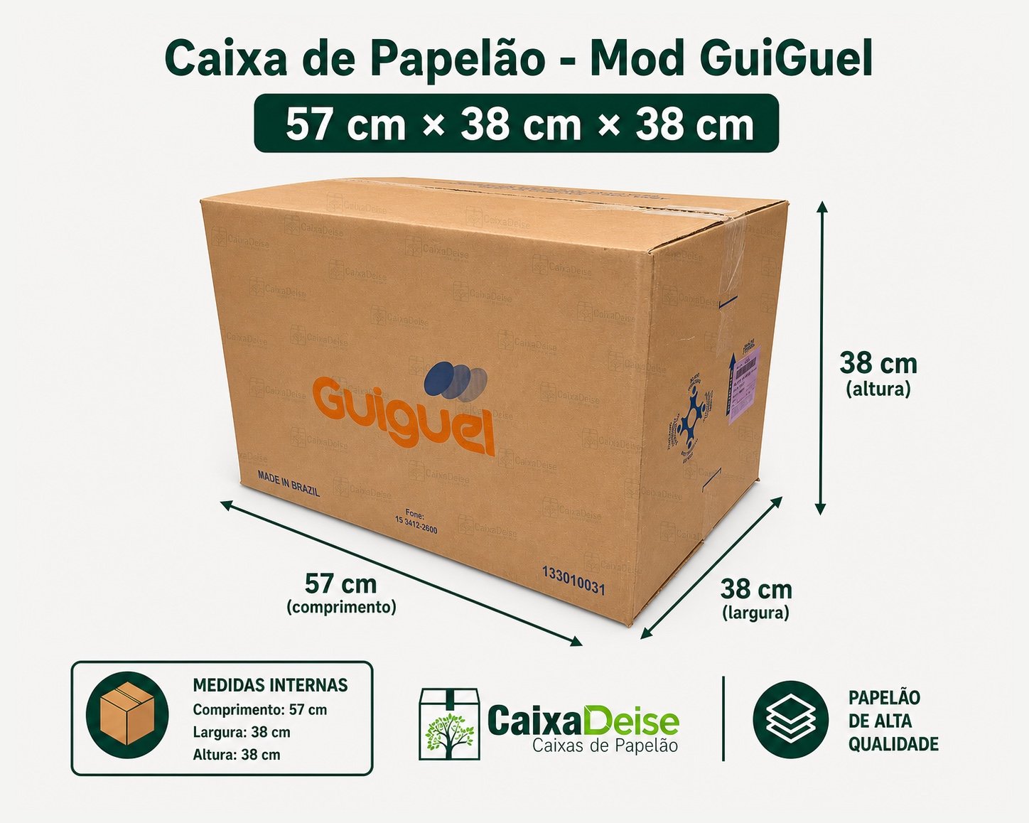Caixa de papelão seminova 57 x 38 x 38 cm