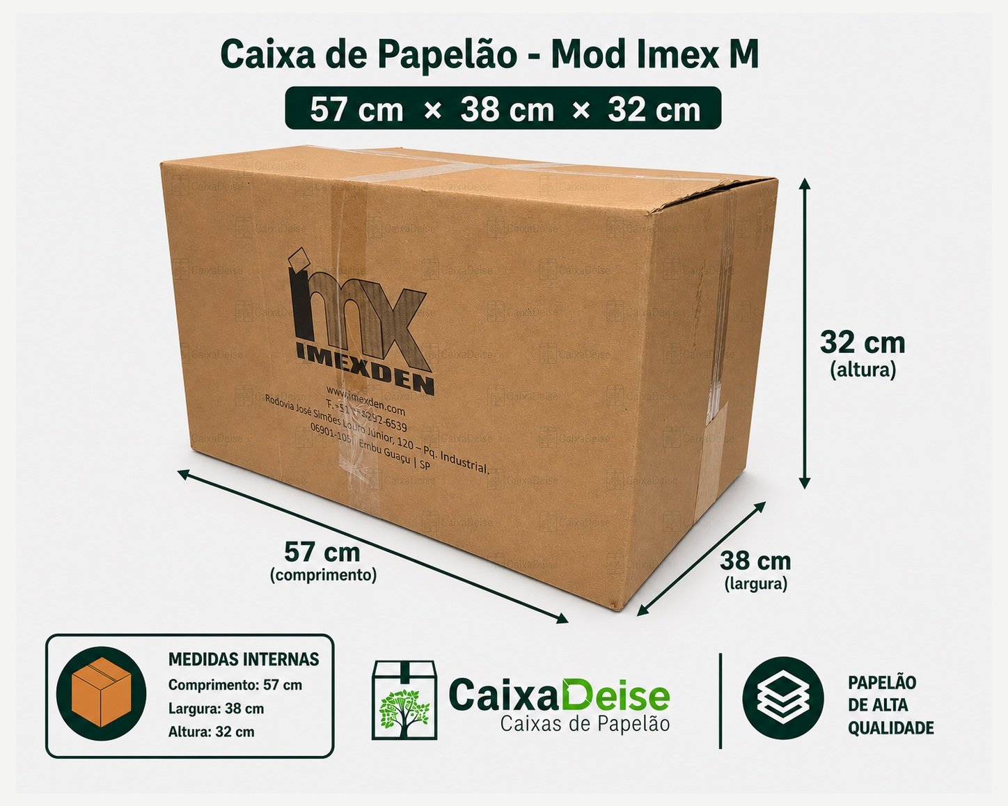 Caixa de papelão seminova 57 x 38 x 32 cm