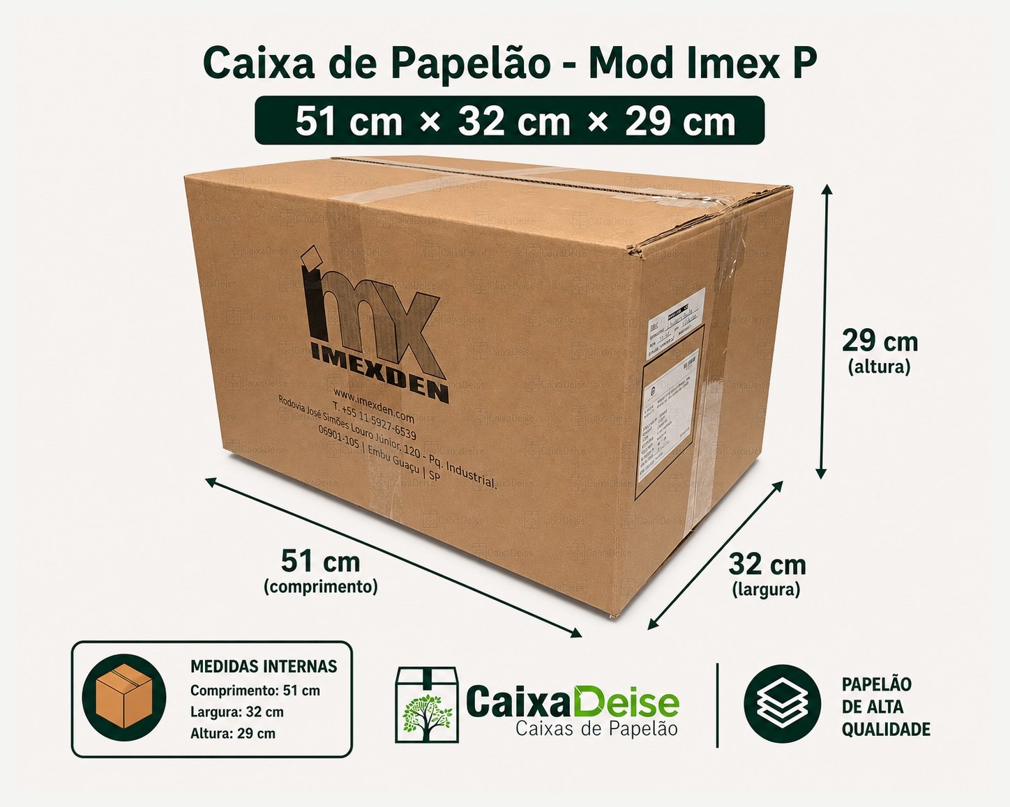 Caixa de papelão seminova 51 x 32 x 29 cm