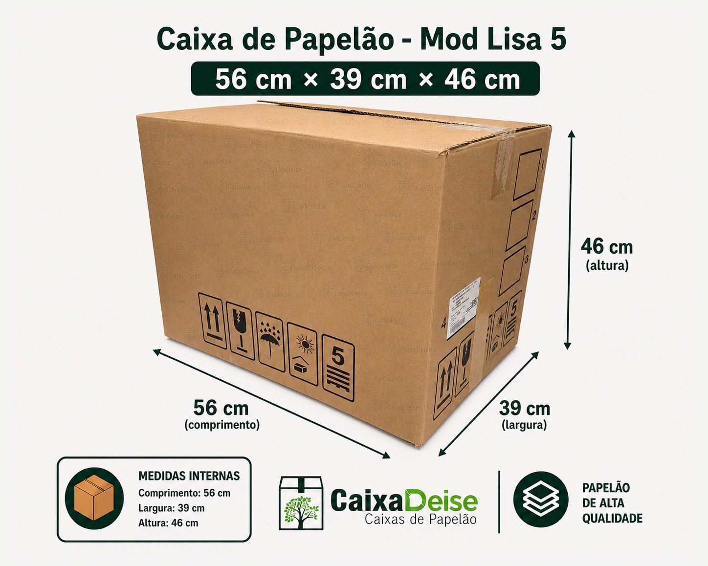 Caixa de papelão seminova 56 x 39 x 46 cm
