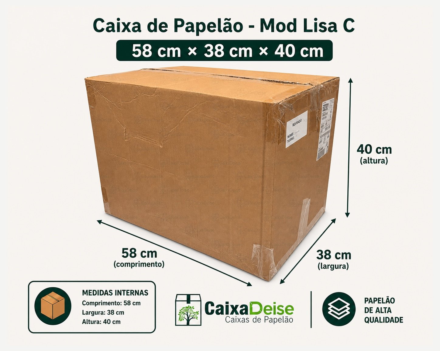 Caixa de papelão seminova 58 x 38 x 40 cm