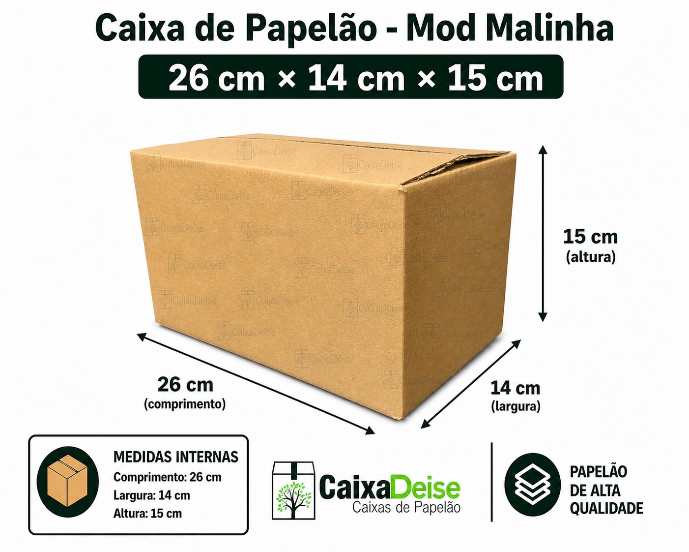 Caixa de papelão Malinha 26 x 14 x 15 cm