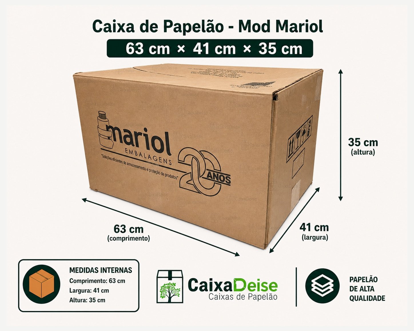 Caixa de papelão seminova 63 x 41 x 35 cm