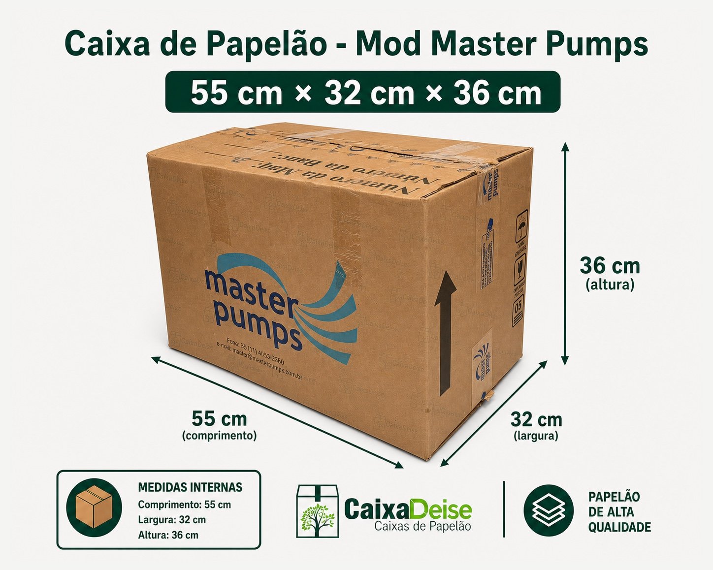 Caixa de papelão seminova 55 x 32 x 36 cm