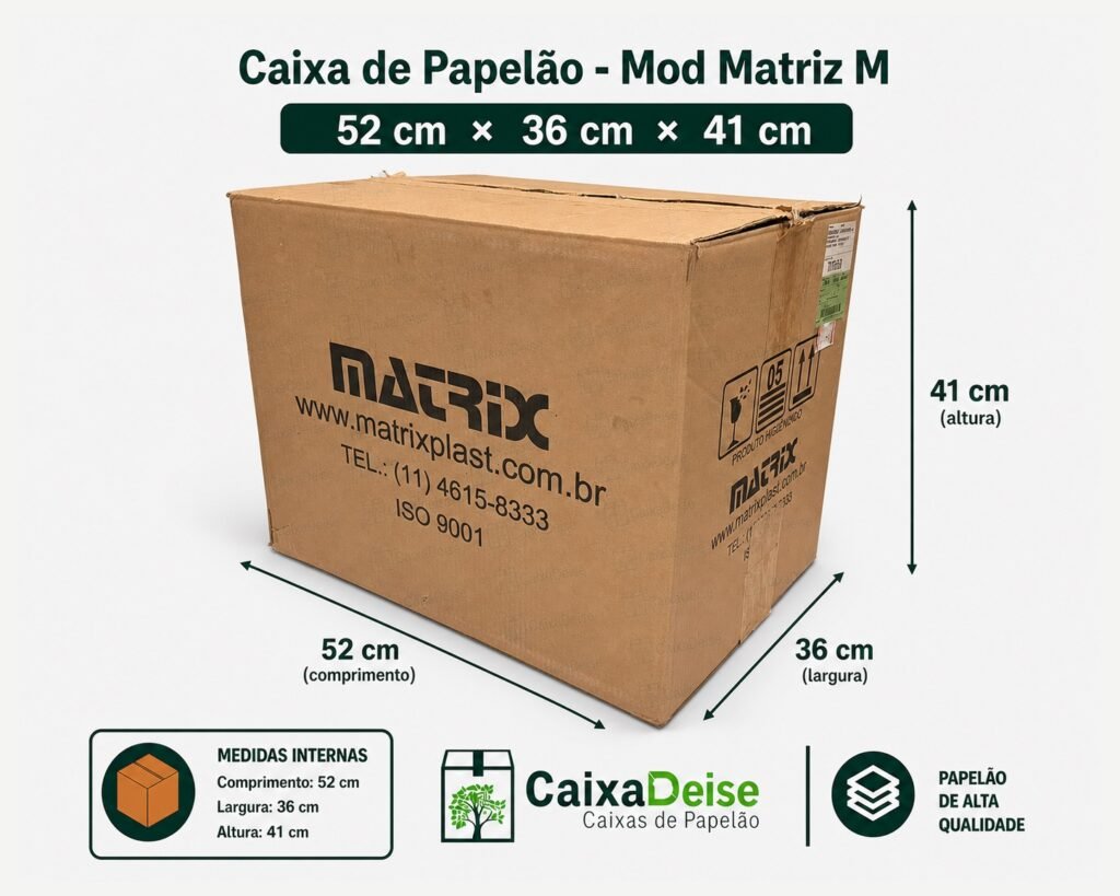 Caixa de papelão seminova 52 x 36 x 41 cm