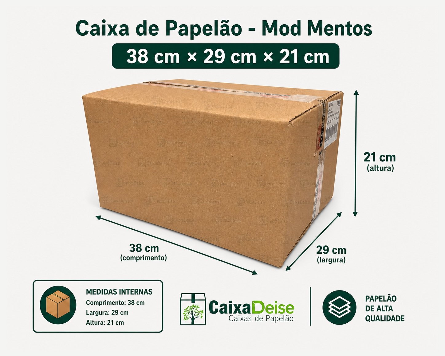 Caixa de papelão seminova 38 x 29 x 21 cm