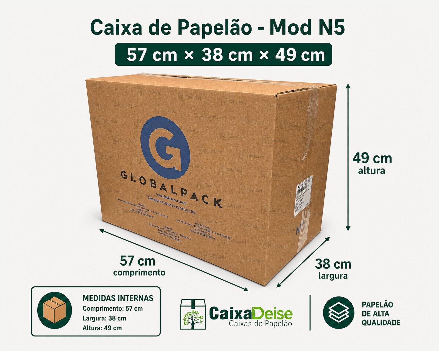 Caixa de papelão seminova 57 x 38 x 49 cm