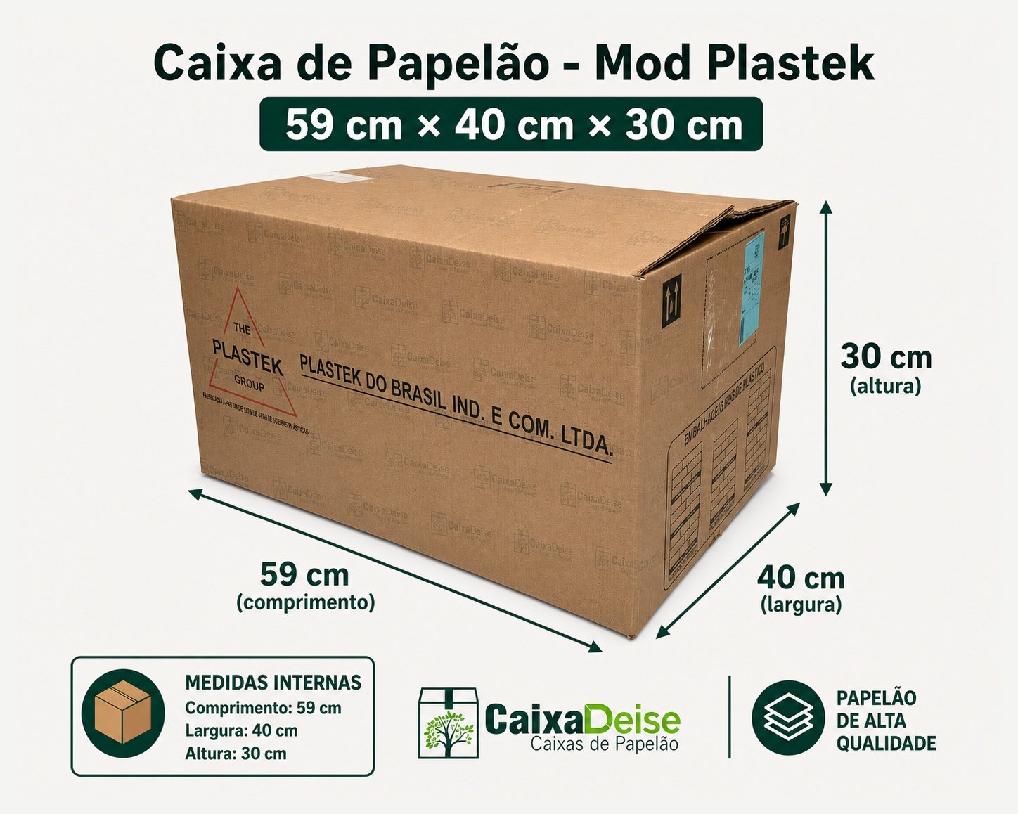 Caixa de papelão seminova 59 x 40 x 30 cm