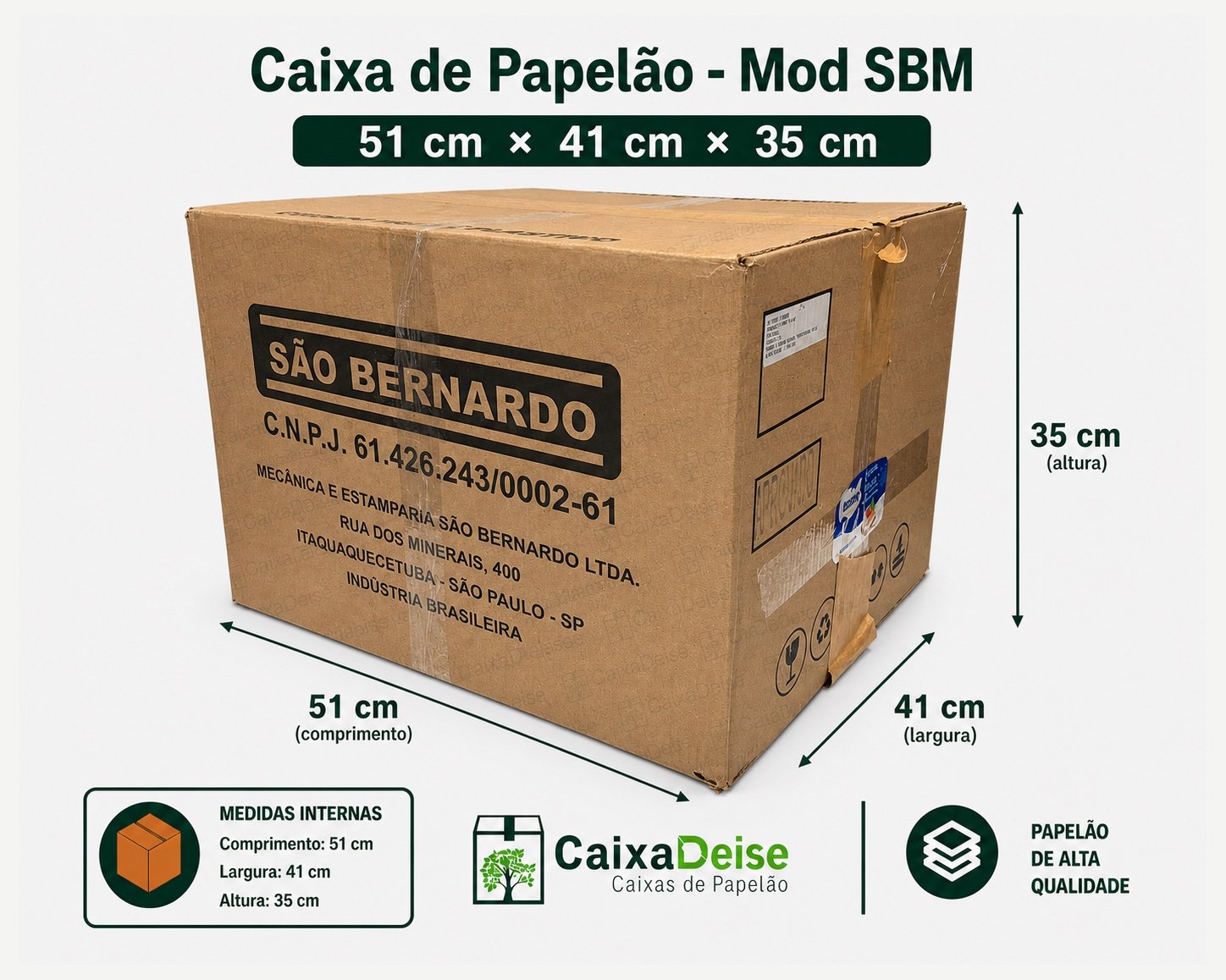 Caixa de papelão seminova 51 x 41 x 35 cm