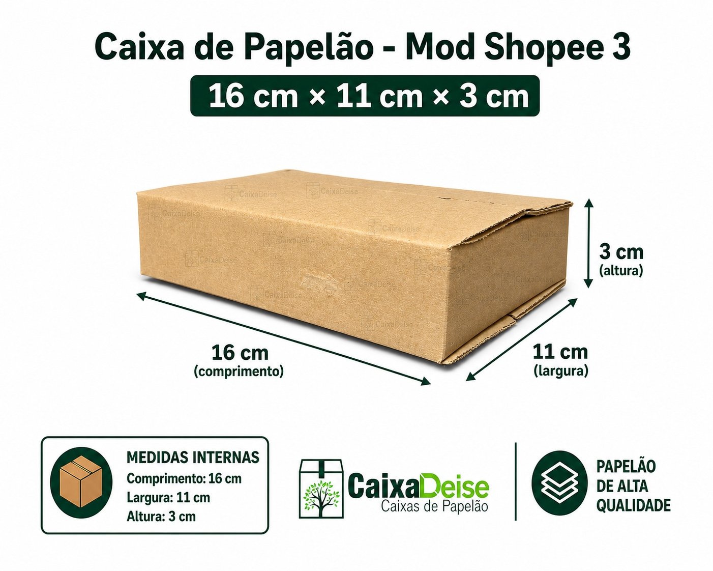 Caixa de papelão maleta Shopee 3 de 16 x 11 x 3 cm