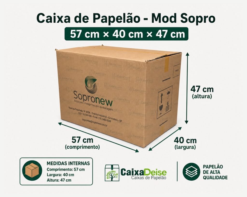 Caixa de papelão seminova 57 x 40 x 47 cm