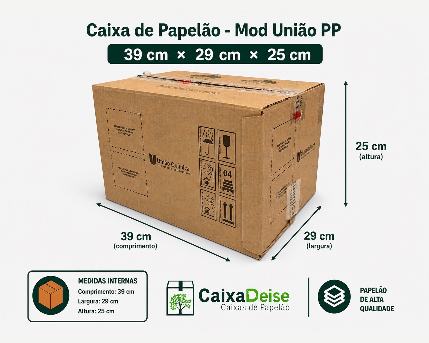 Caixa de papelão seminova 39 x 29 x 25 cm
