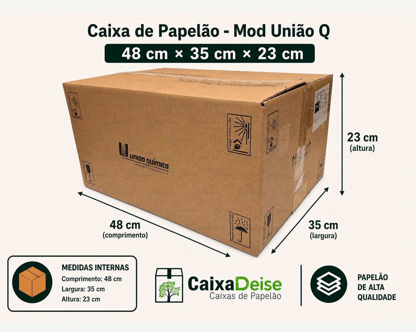 Caixa de papelão seminova 48 x 35 x 23 cm