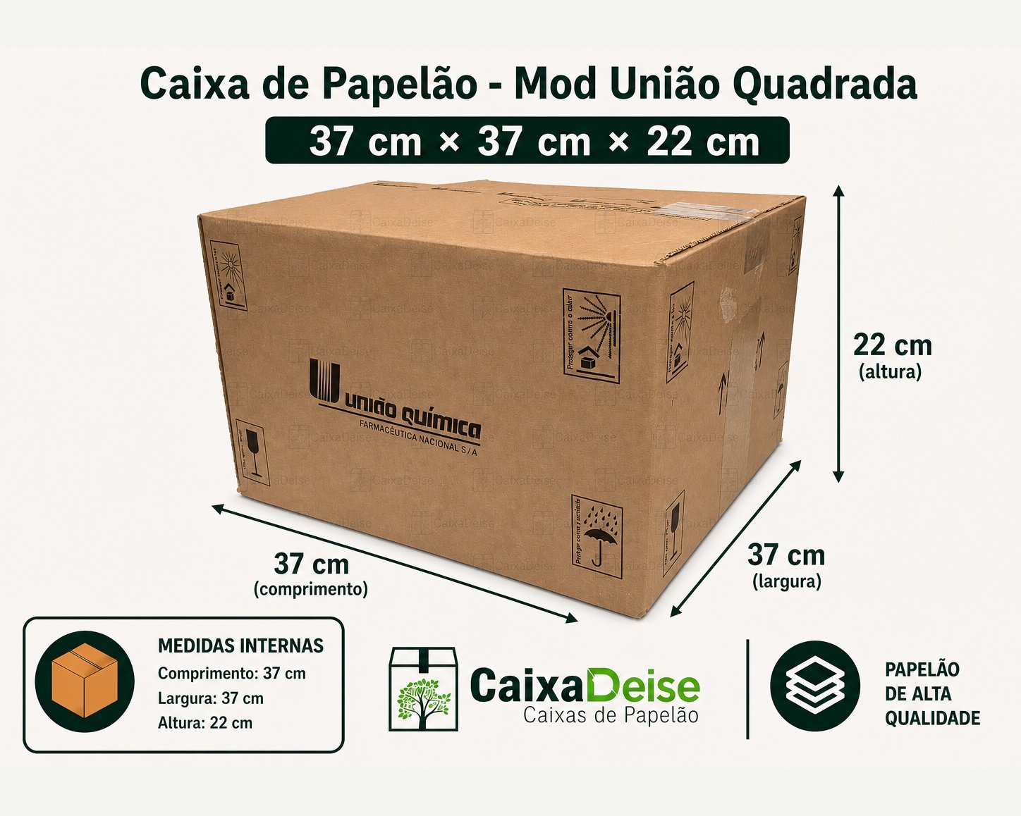 Caixa de papelão seminova 37 x 37 x 22 cm