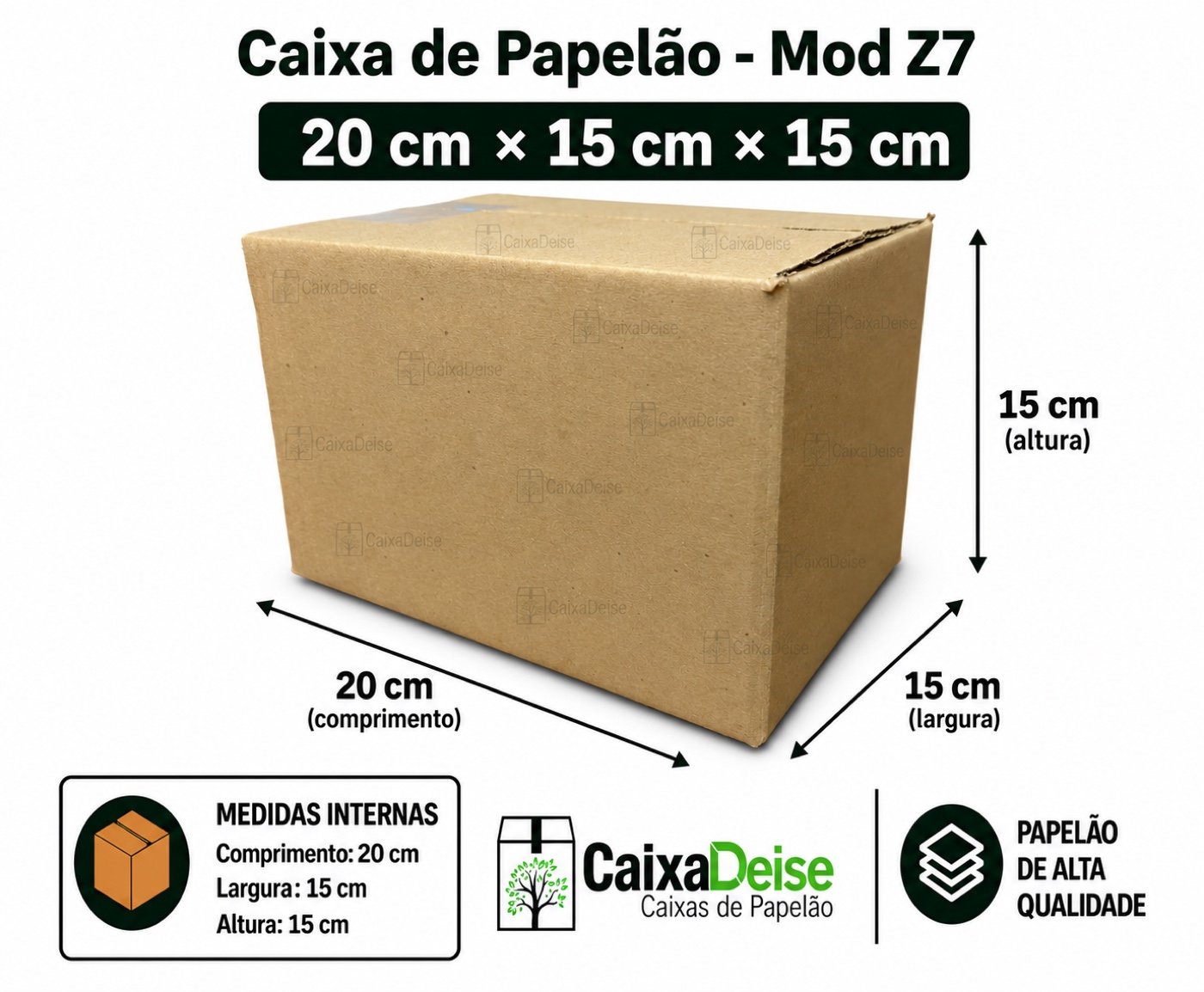 Caixa de papelão Z7 20 x 15 x 15 cm