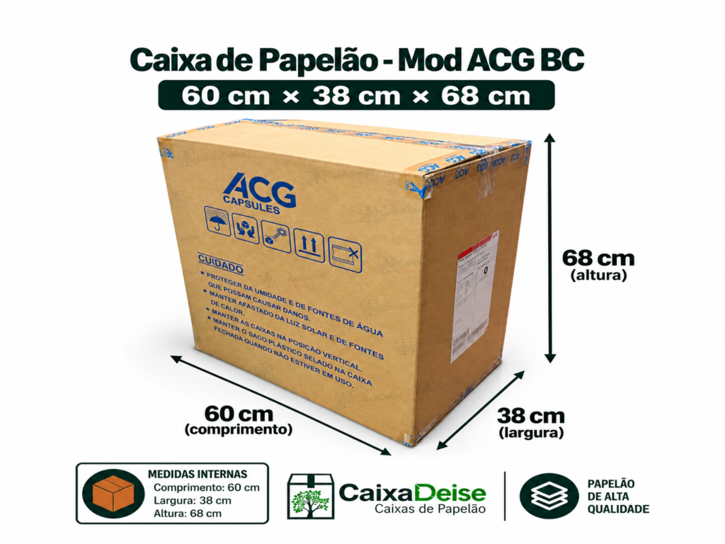 Caixa de papelão seminova 60 x 38 x 68 cm