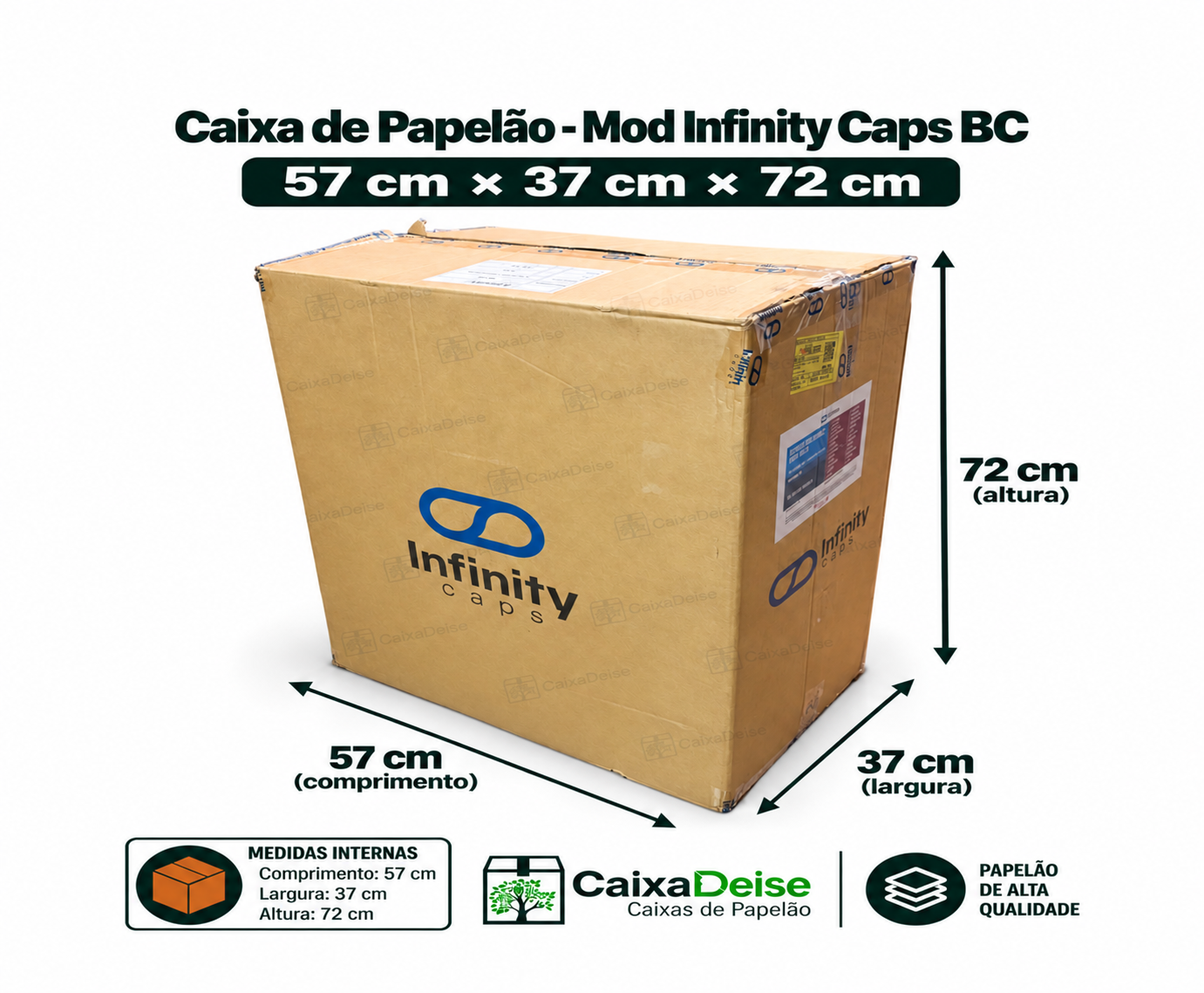 Caixa de papelão seminova 57 x 37 x 72 cm