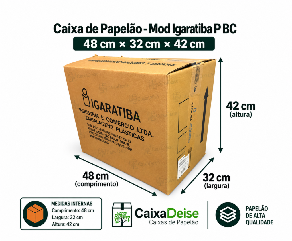 Caixa de papelão seminova 48 x 32 x 42 cm