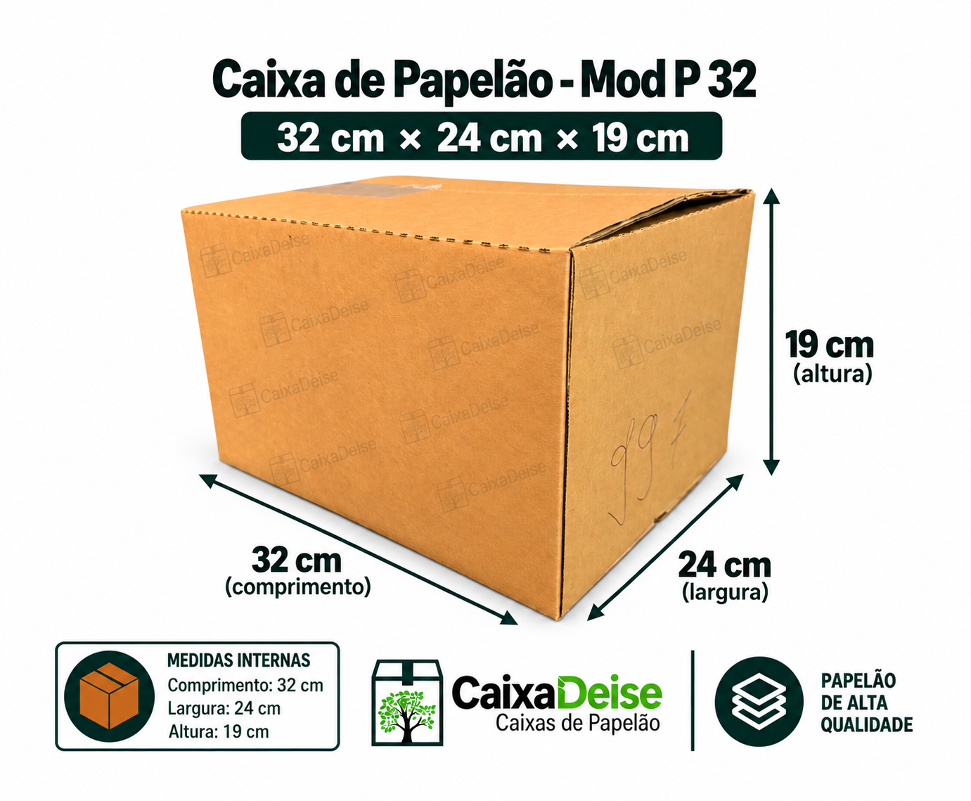 Caixa de papelão seminova 32 x 24 x 19 cm