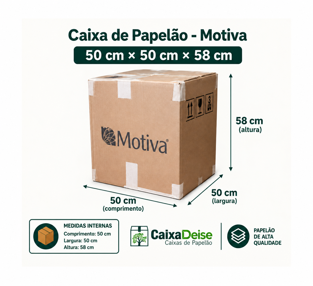 Caixa de papelão seminova 50 x 50 x 58 cm