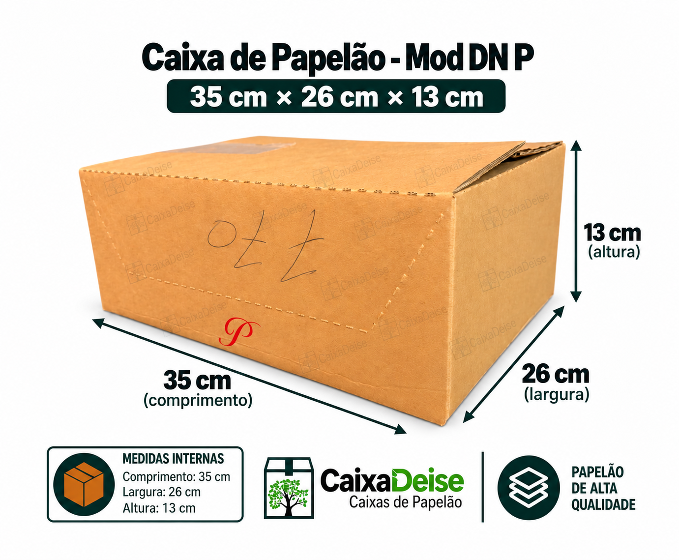 Caixa de papelão seminova 35 x 26 x 13 cm