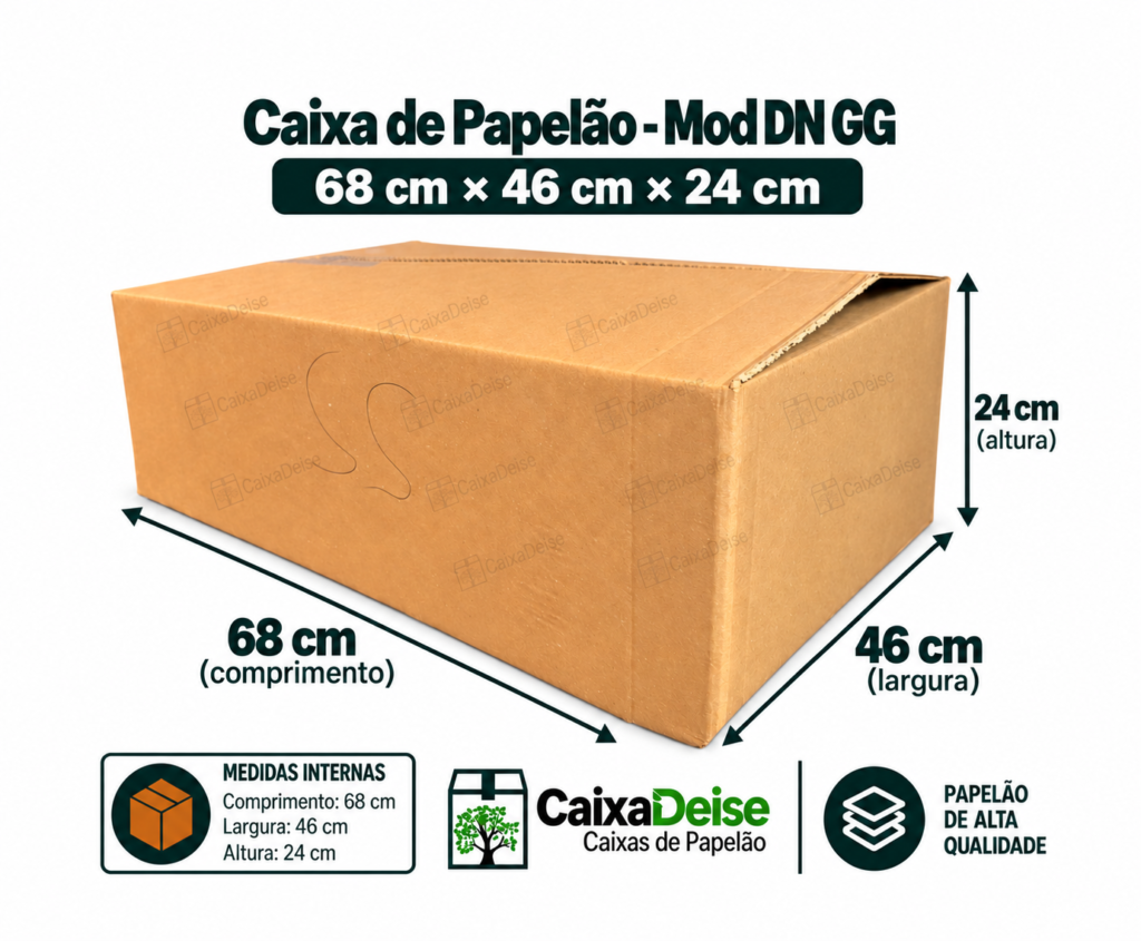 Caixa de papelão seminova 68 x 46 x 24 cm