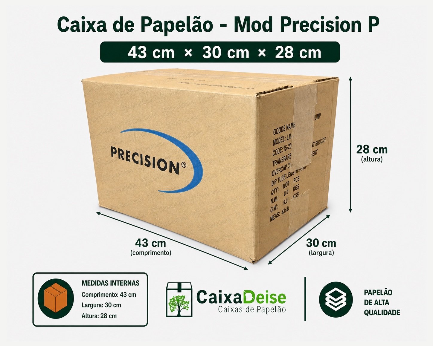 Caixa de papelão seminova 43 x 30 x 28 cm